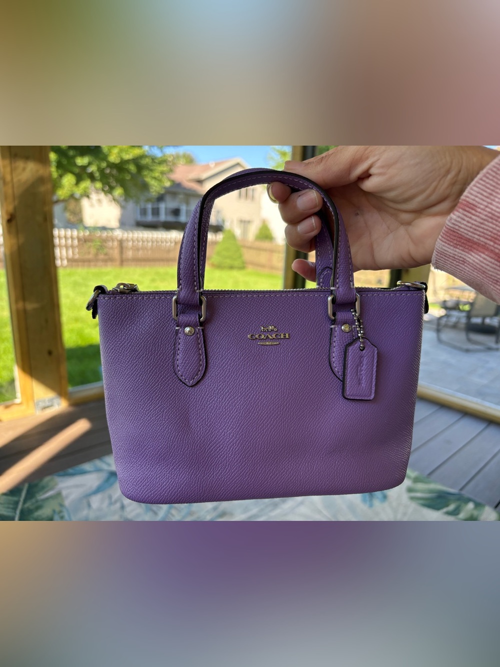 Coach Purple Leather Mini Tote with Gold Hardware